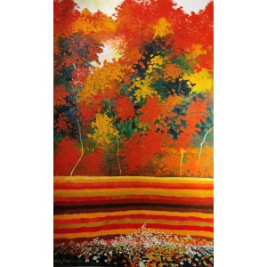 Ayesha Siddiqui, 42 x 72 Inch, Oil on Canvas, Landcape Painting, AC-AYS-136